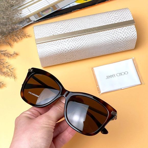 🔥 JIMMY CHOO Shade/S 0C9B SP Sunglasses Brown Bronze Cat Eye Polarized Women - Picture 3 of 9